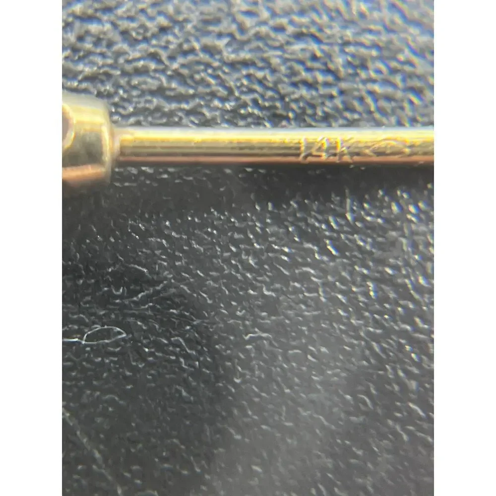Yellow Gold‎ 14k Designer Signed Round Solitaire Stud Pierced Earring *Single